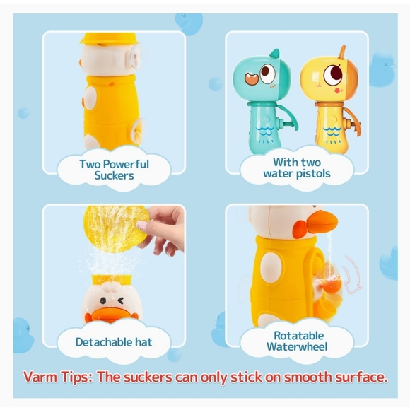 Bathtub Toys Duck & Elephant with Suction Cups + 2 Water Guns- 4 pack - Picture 6 of 14